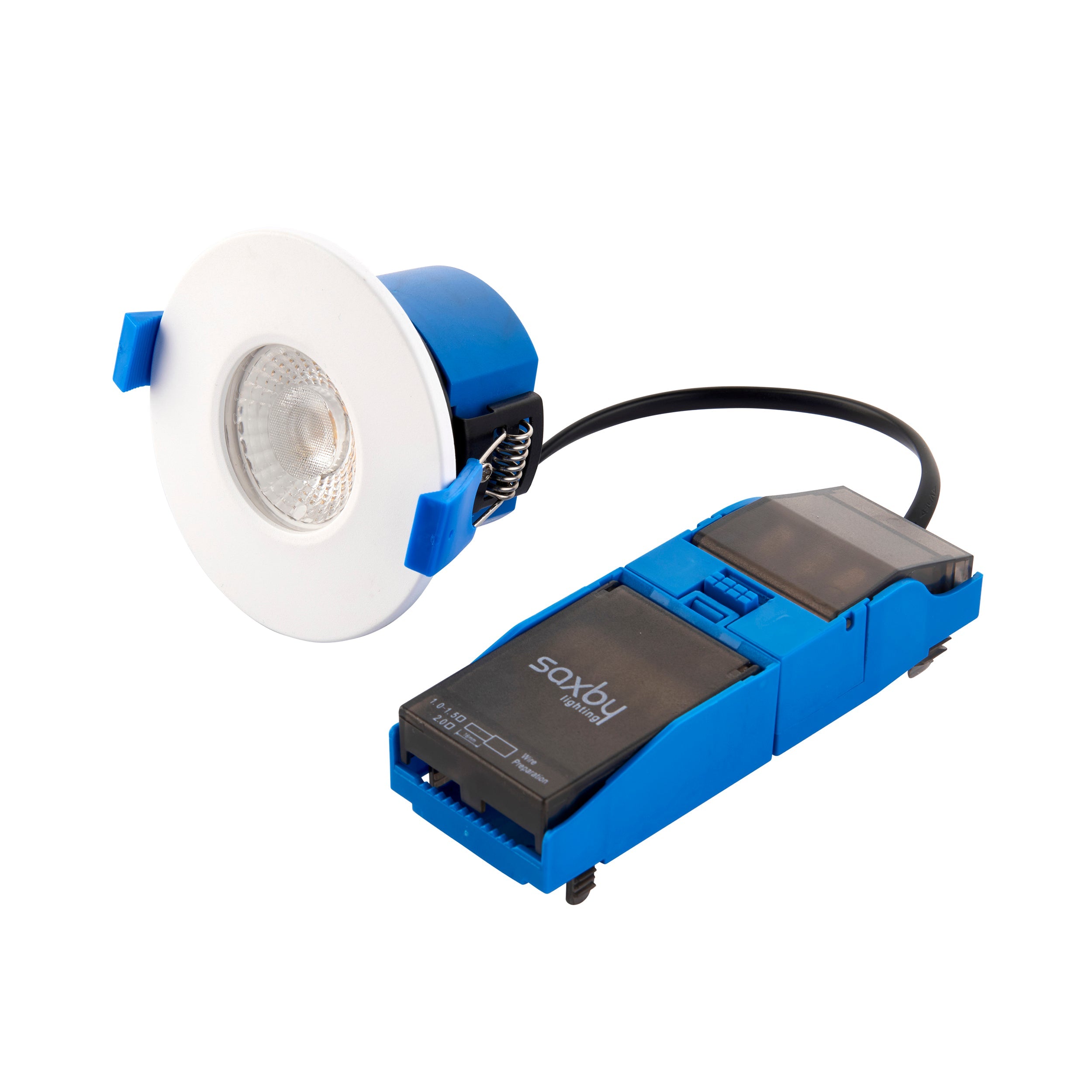 Saxby Shield 4 CCT IP65 Fire rated Dimmable LED Downlight 109803 loop in loop out connector