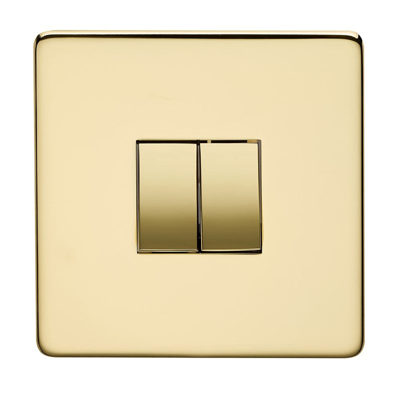 Crabtree Platinum Polished Brass 2 Gang Light Switch 7172/PB