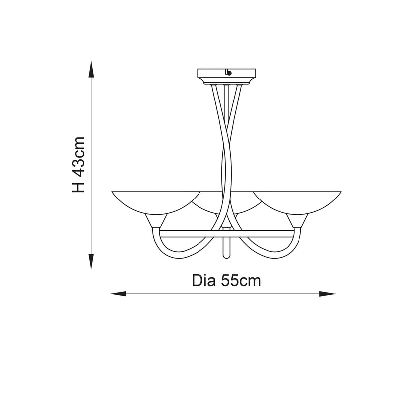 Endon Cagney 3lt Semi flush Light CAGNEY-3AB