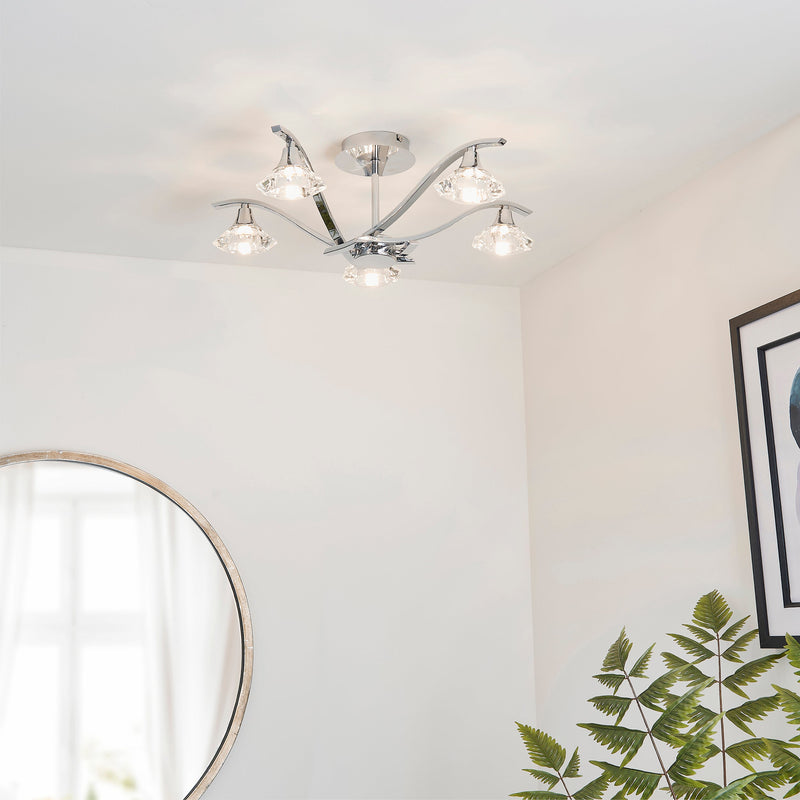 Endon Langella 5lt Semi flush Light LANGELLA-5CH