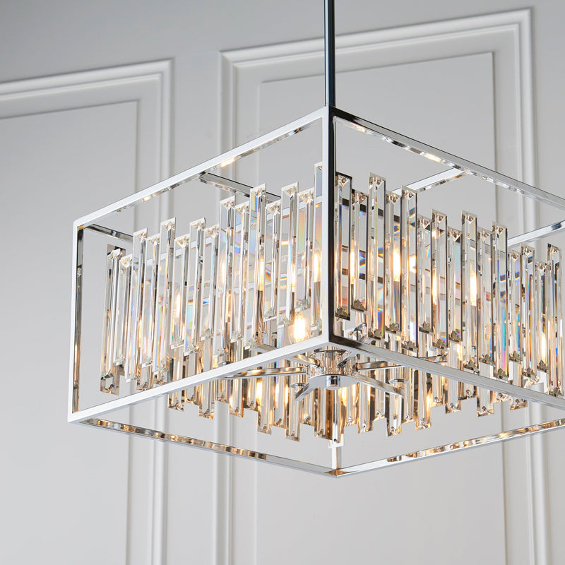 Endon Acadia 6 light Square Crystal Pendant Light 81931