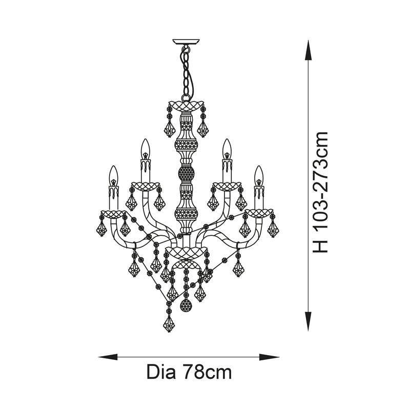 Endon Clarence 12lt Pendant Light 308-8-4CL