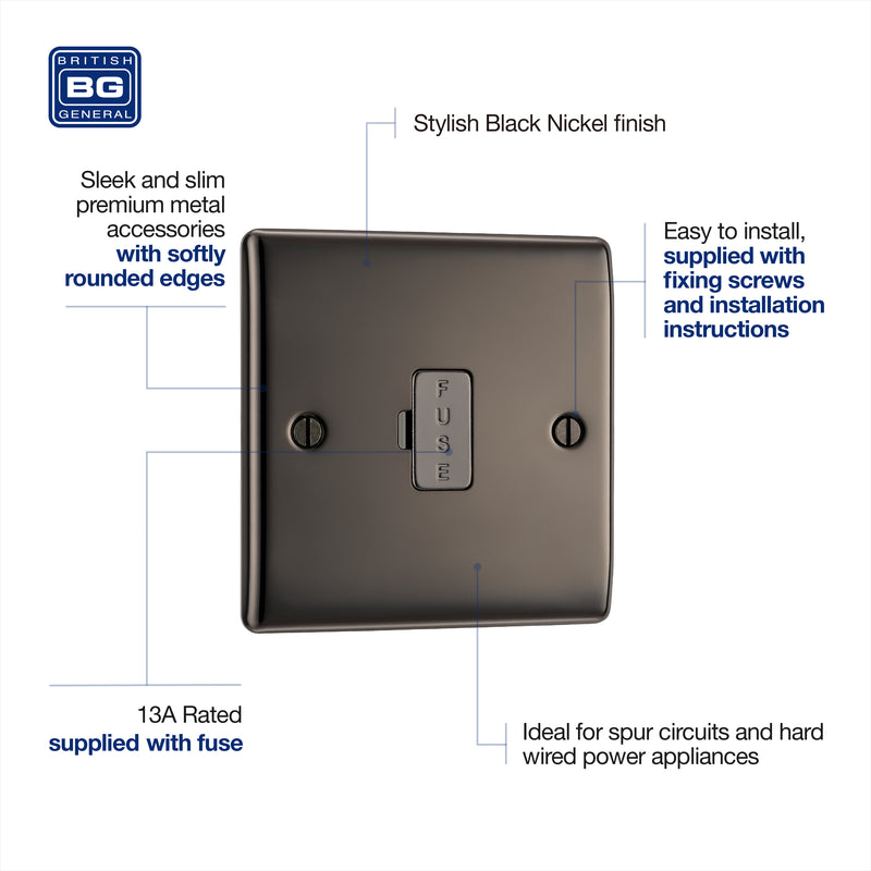 BG Nexus Metal Black Nickel 13A Unswitched Spur NBN54