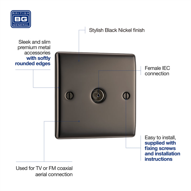 BG Nexus Metal Black Nickel Co-axial Socket NBN60