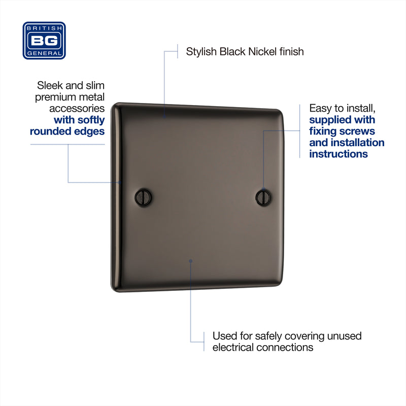 BG Nexus Metal Black Nickel Single Blank Plate NBN94