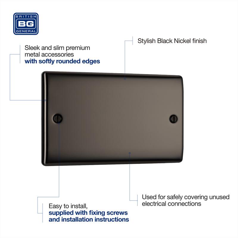 BG Nexus Metal Black Nickel Double Blank Plate NBN95