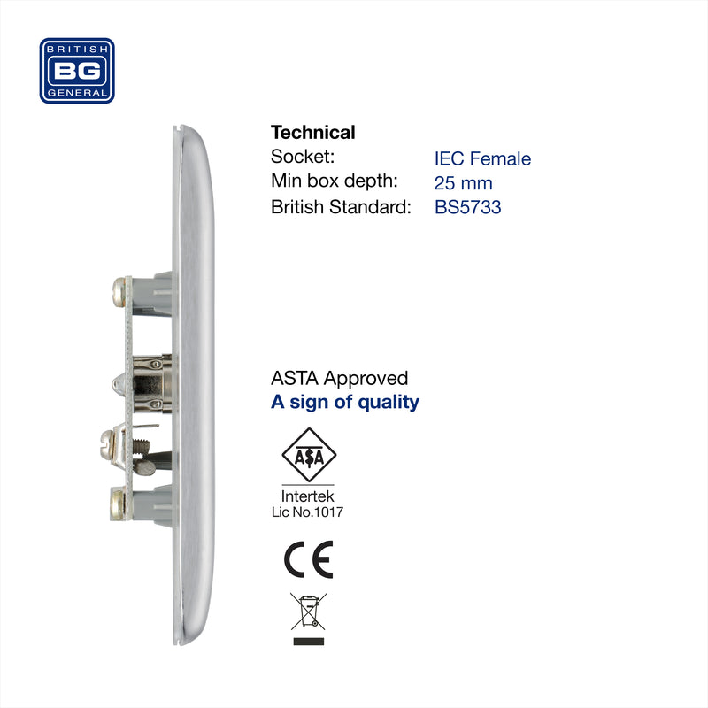 BG Nexus Metal Brushed Steel Co-axial Socket NBS60