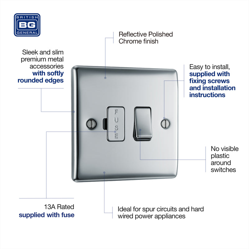 BG Nexus Metal Polished Chrome 13A Switched Spur NPC50