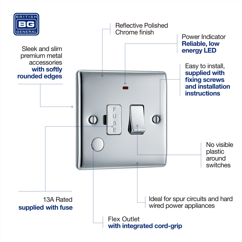 BG Nexus Metal Polished Chrome 13A Switched Spur with Neon & Flex NPC53