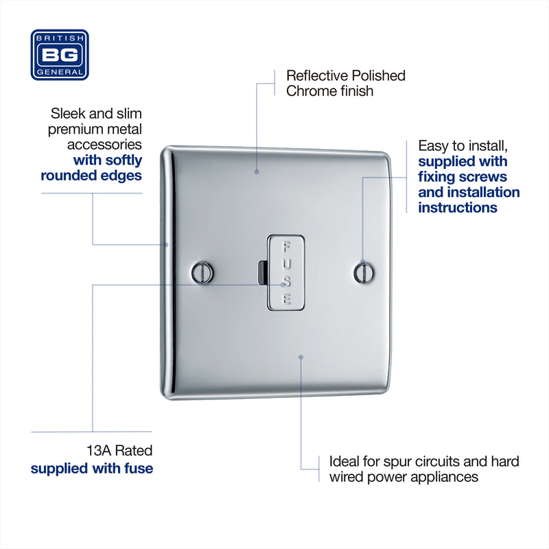 BG Nexus Metal Polished Chrome 13A Unswitched Spur NPC54