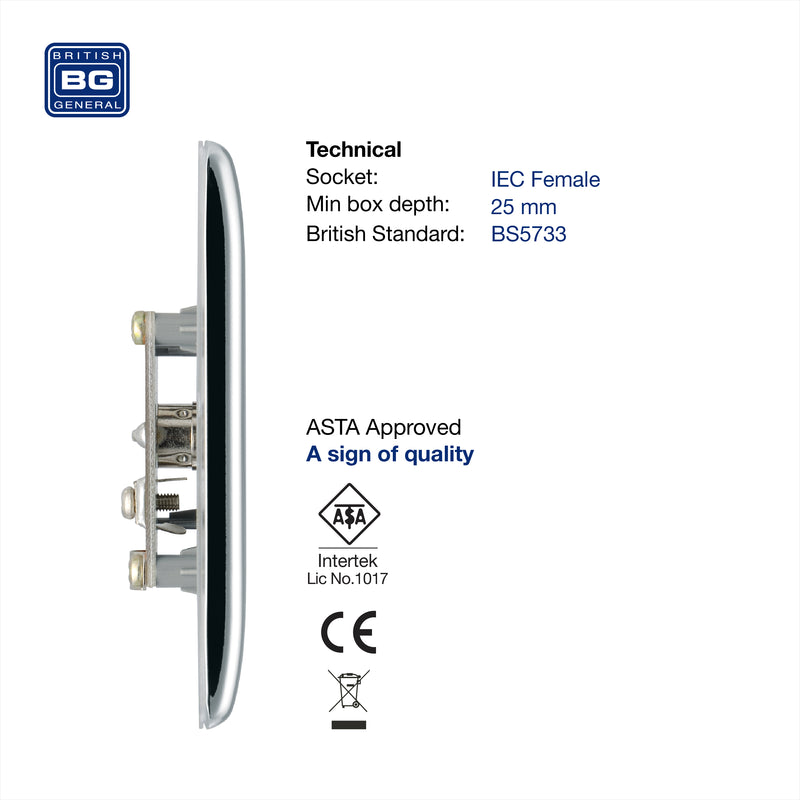 BG Nexus Metal Polished Chrome Co-axial Socket NPC60