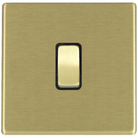 Hamilton Hartland G2 Satin Brass 1 Gang 10AX 2 Way Switch with Satin Brass Rocker and Black Surround 7G22R21SB-B