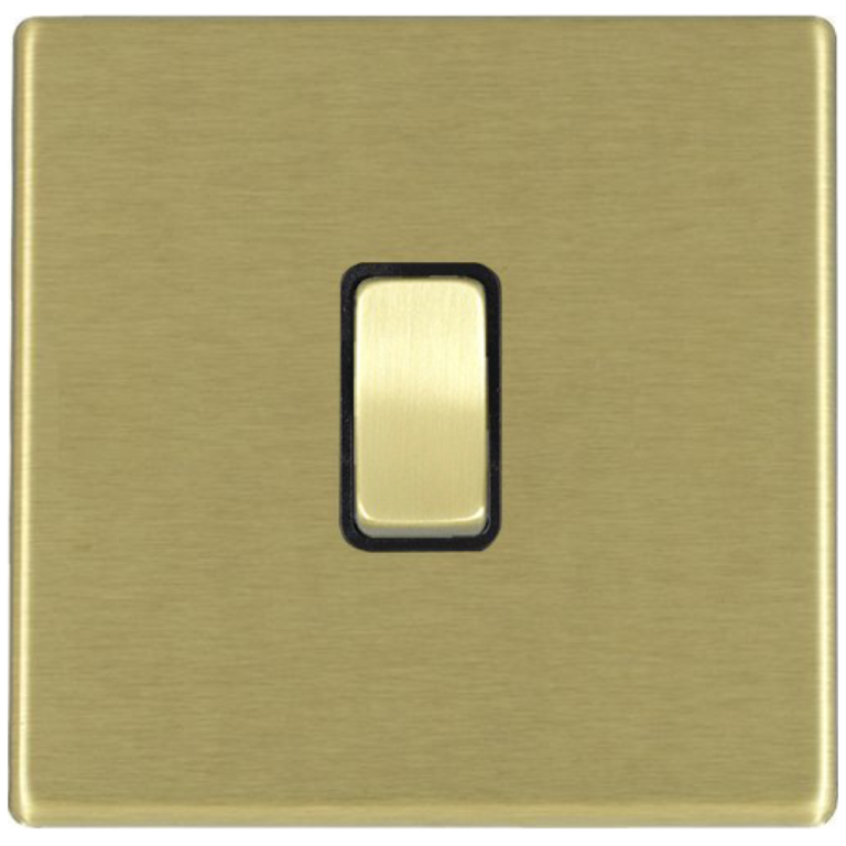 Hamilton Hartland G2 Satin Brass 1 Gang 10AX 2 Way Switch with Satin Brass Rocker and Black Surround 7G22R21SB-B