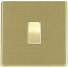 Hamilton Hartland G2 Satin Brass 1 Gang 10AX Intermediate Switch with Satin Brass Rocker and White Surround 7G22R31SB-W