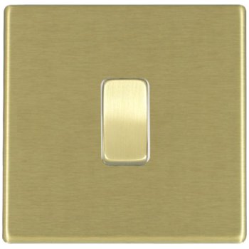 Hamilton Hartland G2 Satin Brass 1 Gang 10AX Intermediate Switch with Satin Brass Rocker and White Surround 7G22R31SB-W