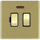 Hamilton Hartland G2 Satin Brass 13A Double Pole Switched Fused Spur and Neon with Satin Brass Insert and Black Surround 7G22SPNSB-B