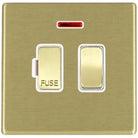 Hamilton Hartland G2 Satin Brass 13A Double Pole Switched Fused Spur and Neon with Satin Brass Insert and White Surround 7G22SPNSB-W