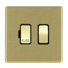 Hamilton Hartland G2 Satin Brass 13A Double Pole Switched Fused Spur with Satin Brass Insert and Black Surround 7G22SPSB-B