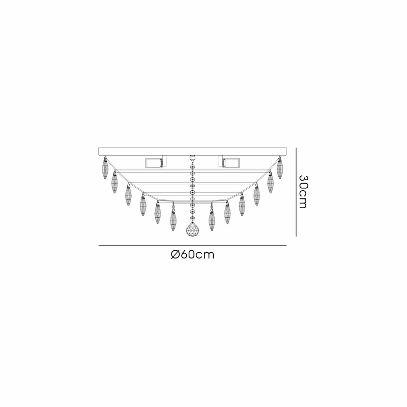 Lightologist Conifer 60cm Flush Ceiling, 6 Light E14, Antique Brass/Crystal