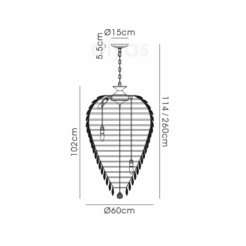 Lightologist Conifer Acorn Pendant, 16 Light E14, Polished Chrome