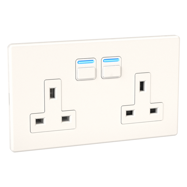 Lightwave Smart Socket 2 Gang White Metal LP42WH