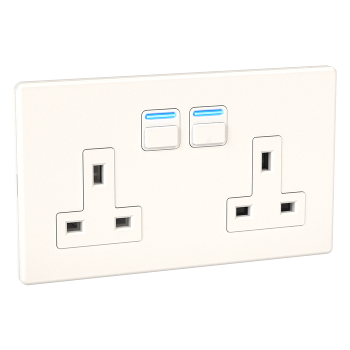 Lightwave Smart Socket 2 Gang White Metal LP42WH