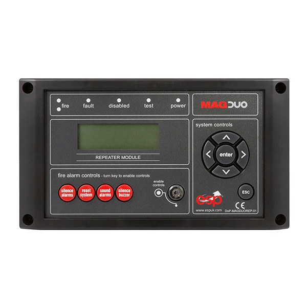 ESP 2 Wire Fire Repeater Panel Black MAGDUOREPB