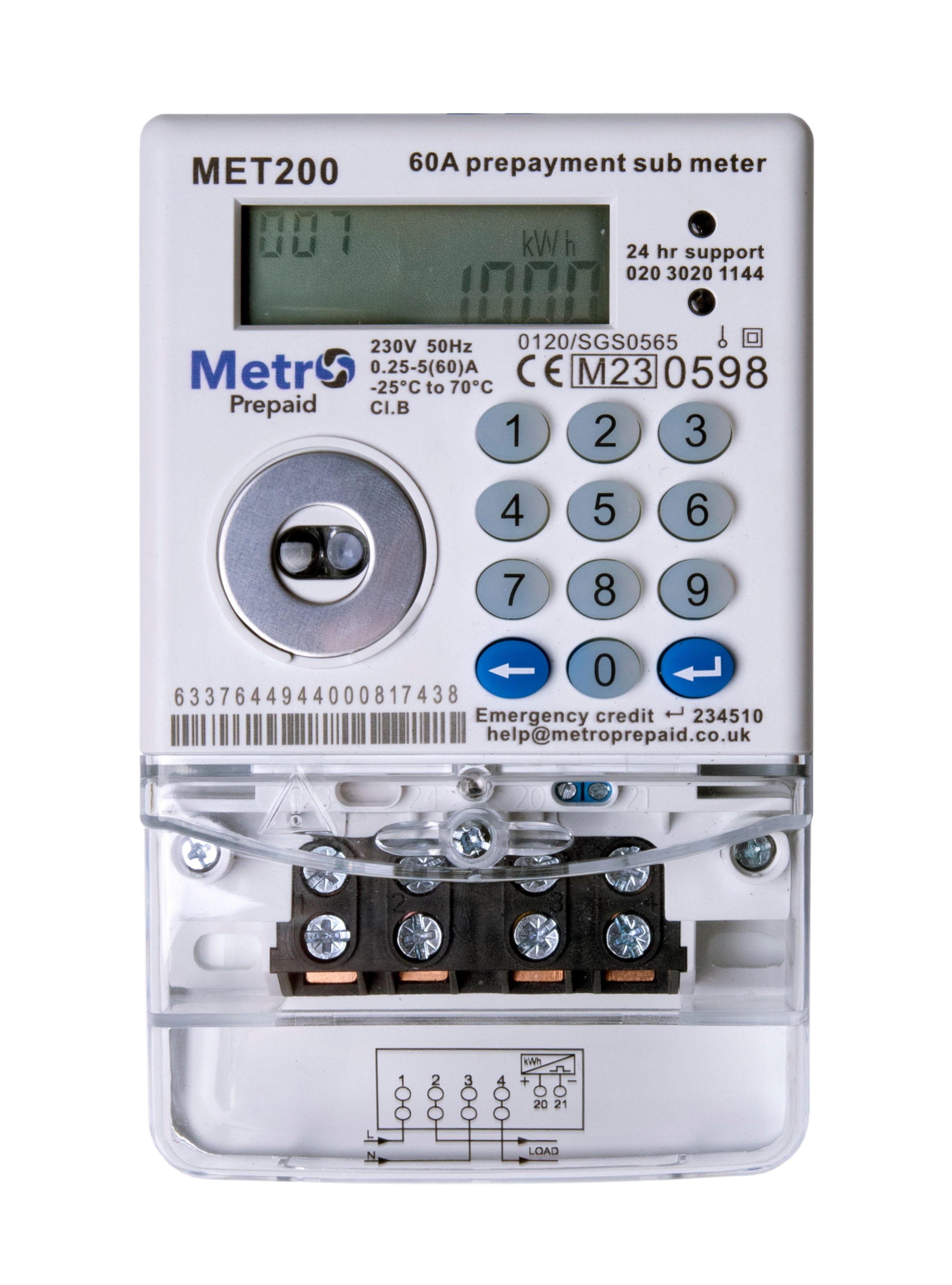 Metro Pre Paid MET200 60a Single Phase Meter