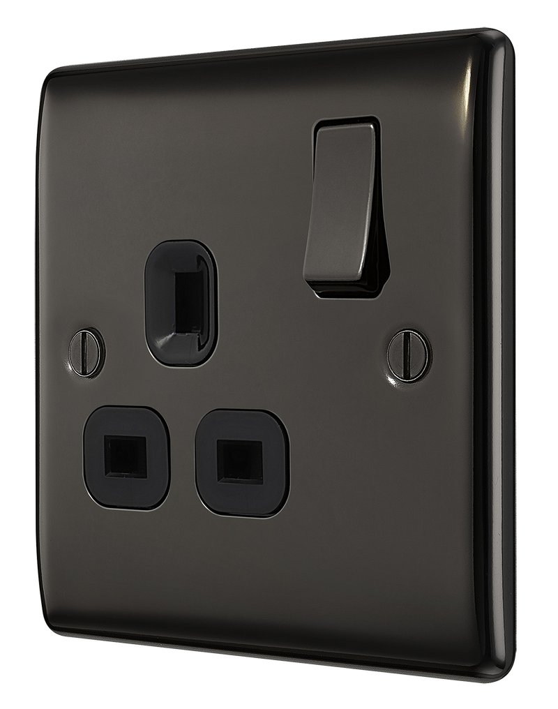 BG Nexus Metal Black Nickel 13A Single Socket NBN21B