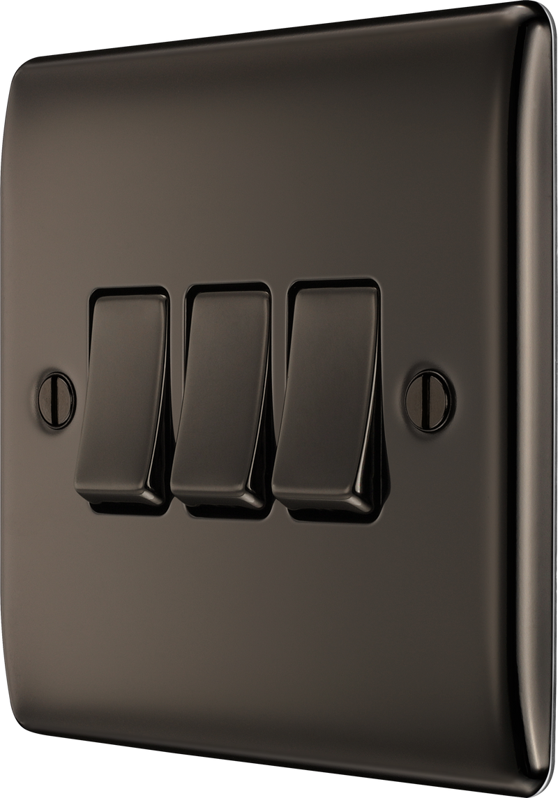 BG Nexus Metal Black Nickel 3G 2W Light Switch NBN43