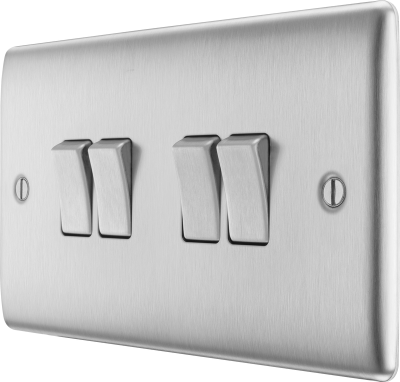 BG Nexus Metal Brushed Steel 4G 2W Light Switch NBS44