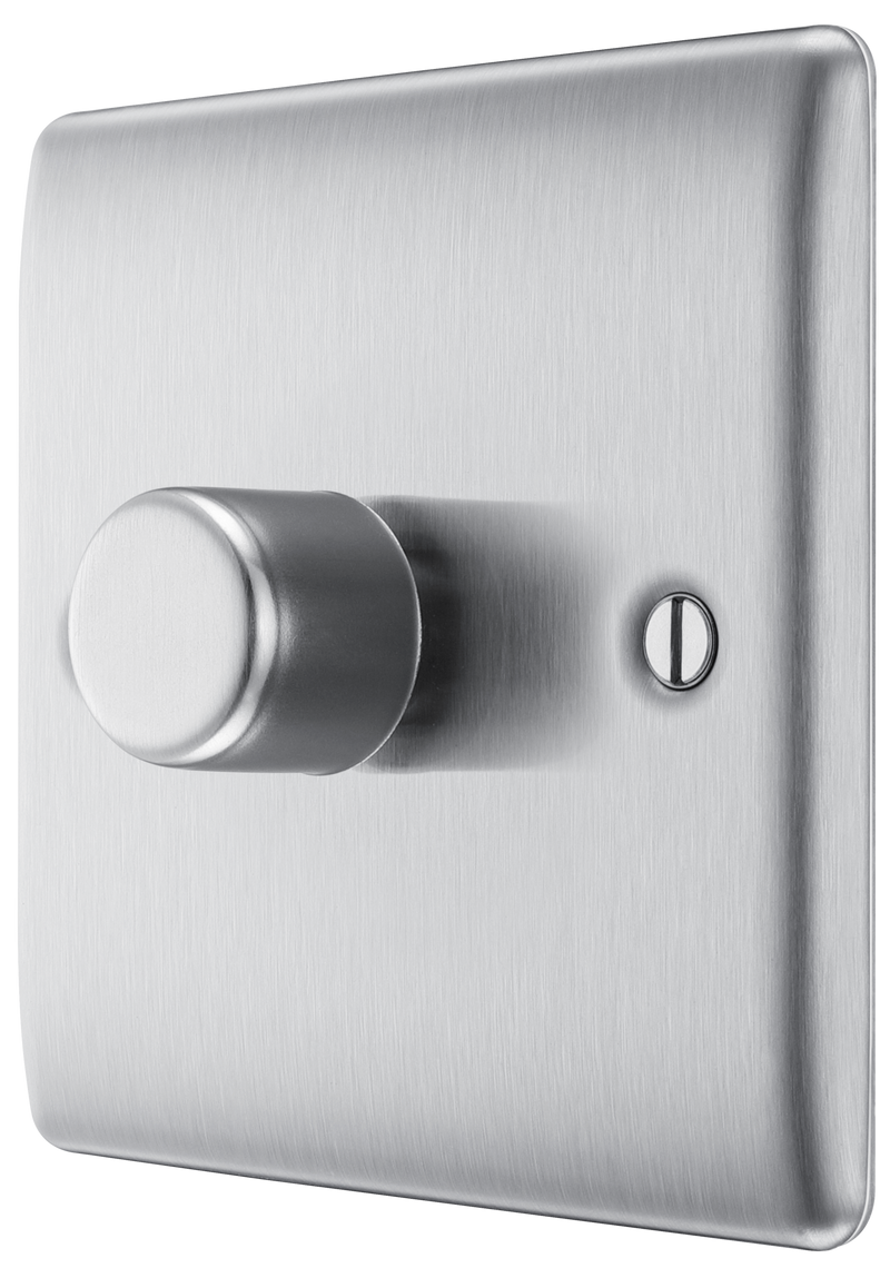 BG Nexus Metal Brushed Steel 1G Dimmer Switch NBS81