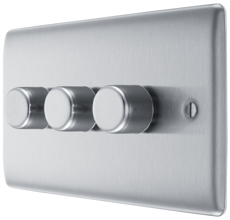 BG Nexus Metal Brushed Steel 3G Dimmer Switch NBS83