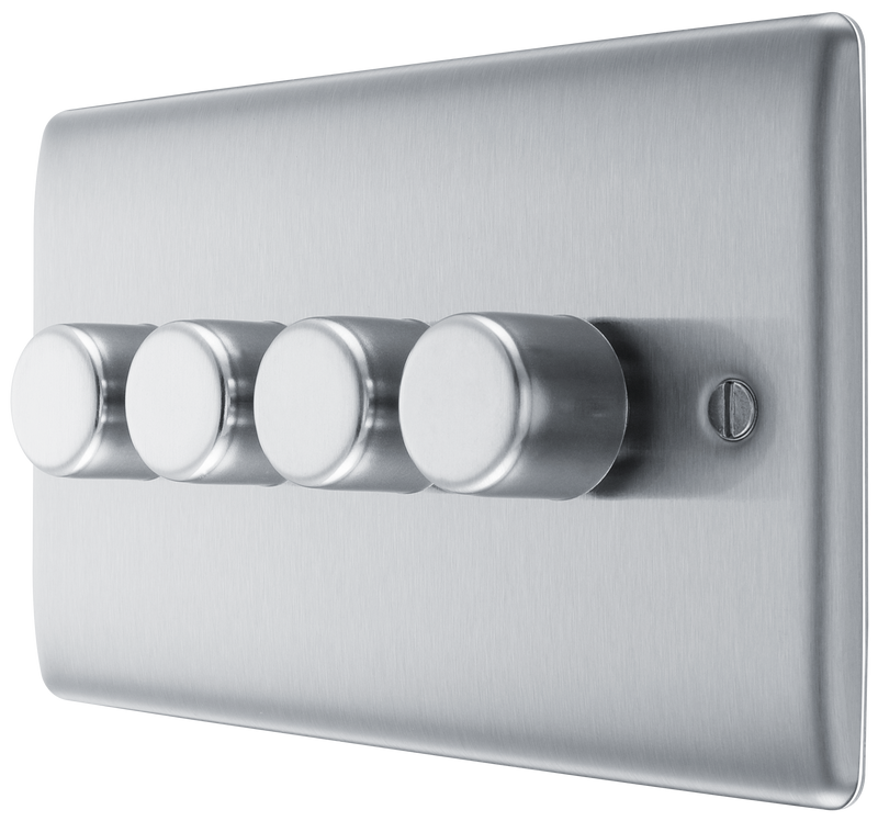 BG Nexus Metal Brushed Steel 4G Dimmer Switch NBS84