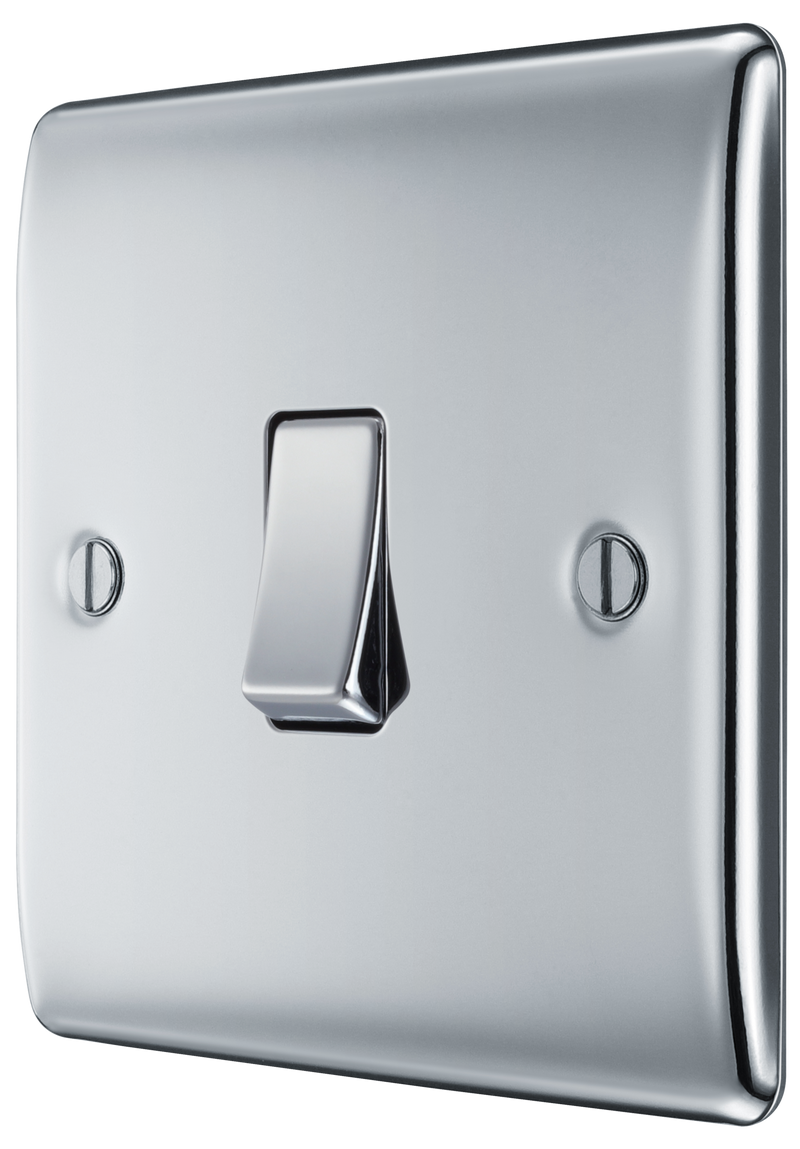 BG Nexus Metal Polished Chrome 1G 2W Light Switch NPC12