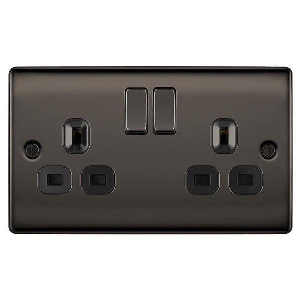 BG Nexus Metal Black Nickel 13A Double Socket NBN22B