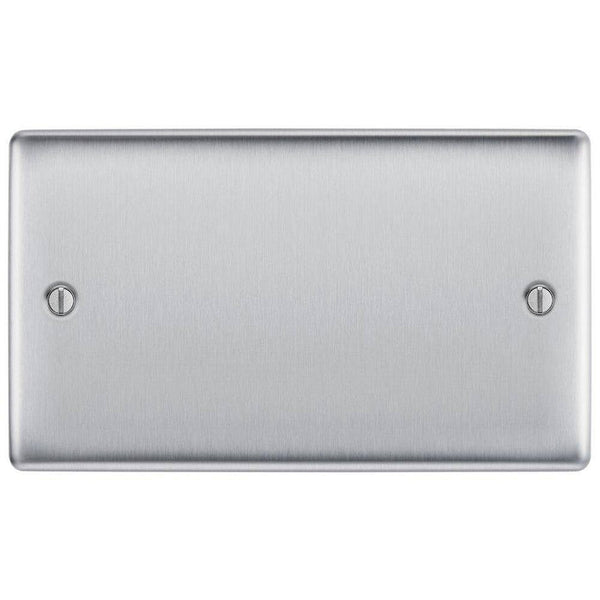 BG Nexus Metal Brushed Steel Double Blank Plate NBS95