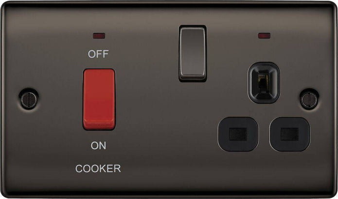 BG Nexus Metal Black Nickel Cooker Switch with 13A Socket NBN70B