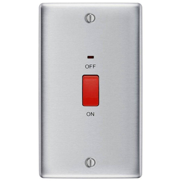 BG Nexus Metal Brushed Steel 45A Cooker Switch NBS72