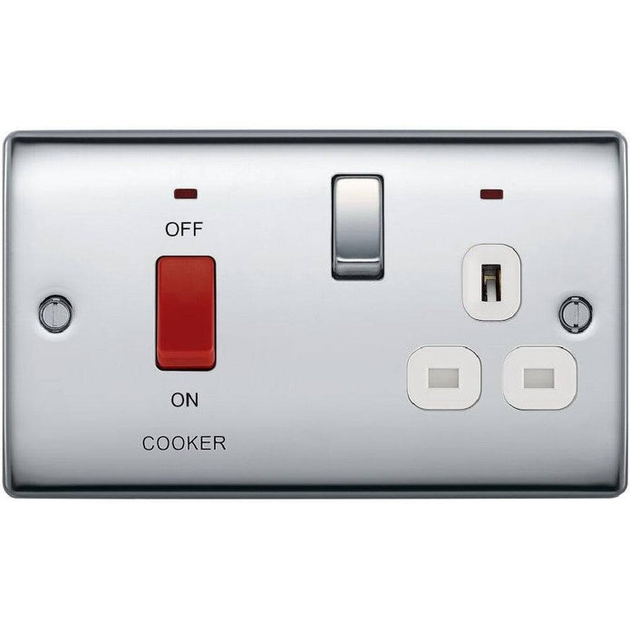 BG Nexus Metal Polished Chrome Cooker Switch with 13A Socket NPC70W