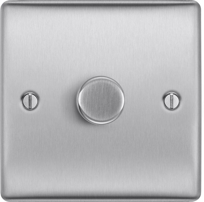 BG Nexus Metal Brushed Steel 1G Dimmer Switch NBS81