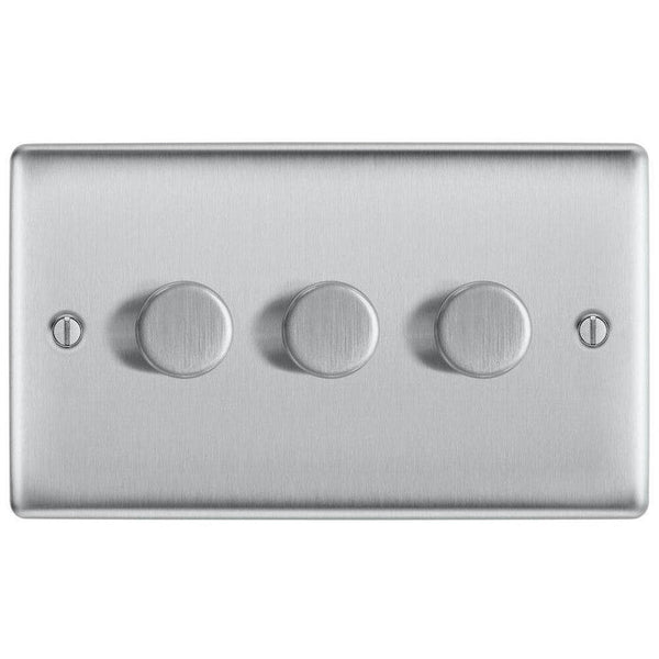 BG Nexus Metal Brushed Steel 3G Dimmer Switch NBS83