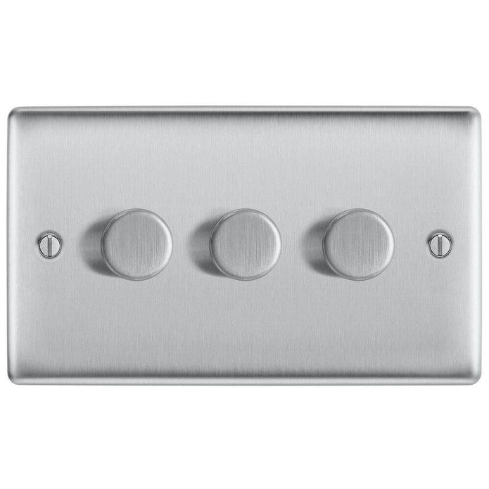 BG Nexus Metal Brushed Steel 3G Dimmer Switch NBS83