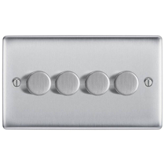 BG Nexus Metal Brushed Steel 4G Dimmer Switch NBS84