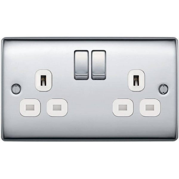 BG Nexus Metal Polished Chrome 13A Double Socket NPC22W