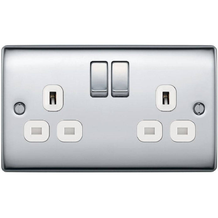 BG Nexus Metal Polished Chrome 13A Double Socket NPC22W