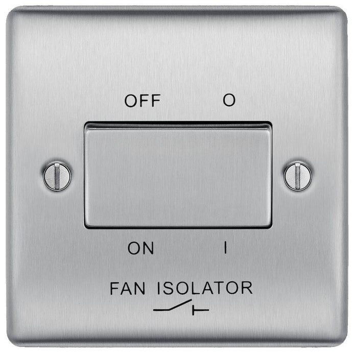 BG Nexus Metal Brushed Steel Fan Isolator Switch NBS15