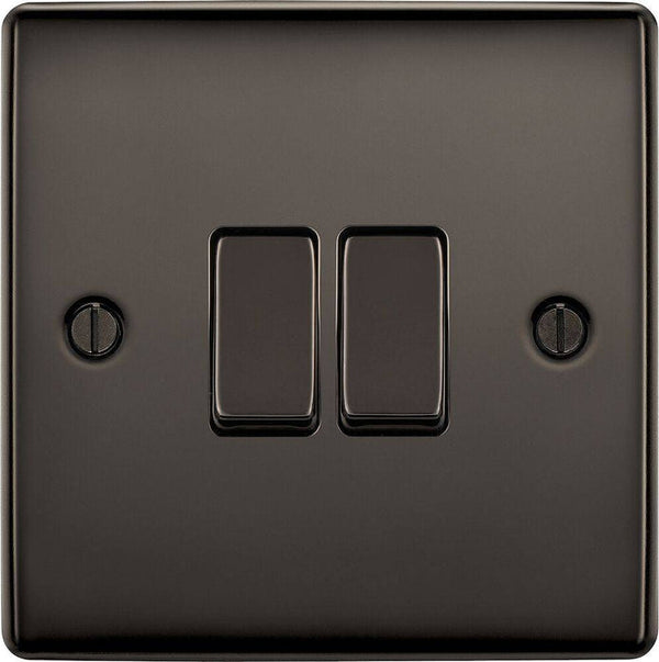 BG Nexus Metal Black Nickel 2G 2W Light Switch NBN42