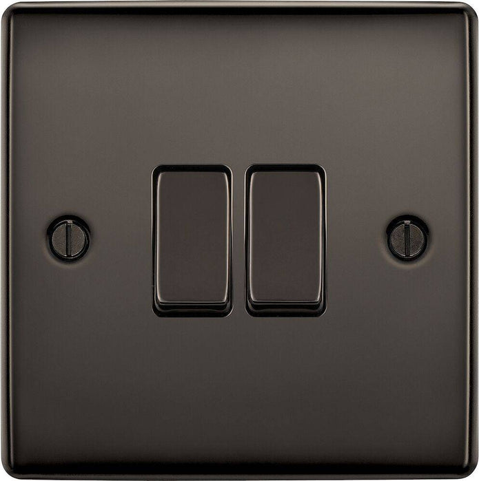 BG Nexus Metal Black Nickel 2G 2W Light Switch NBN42