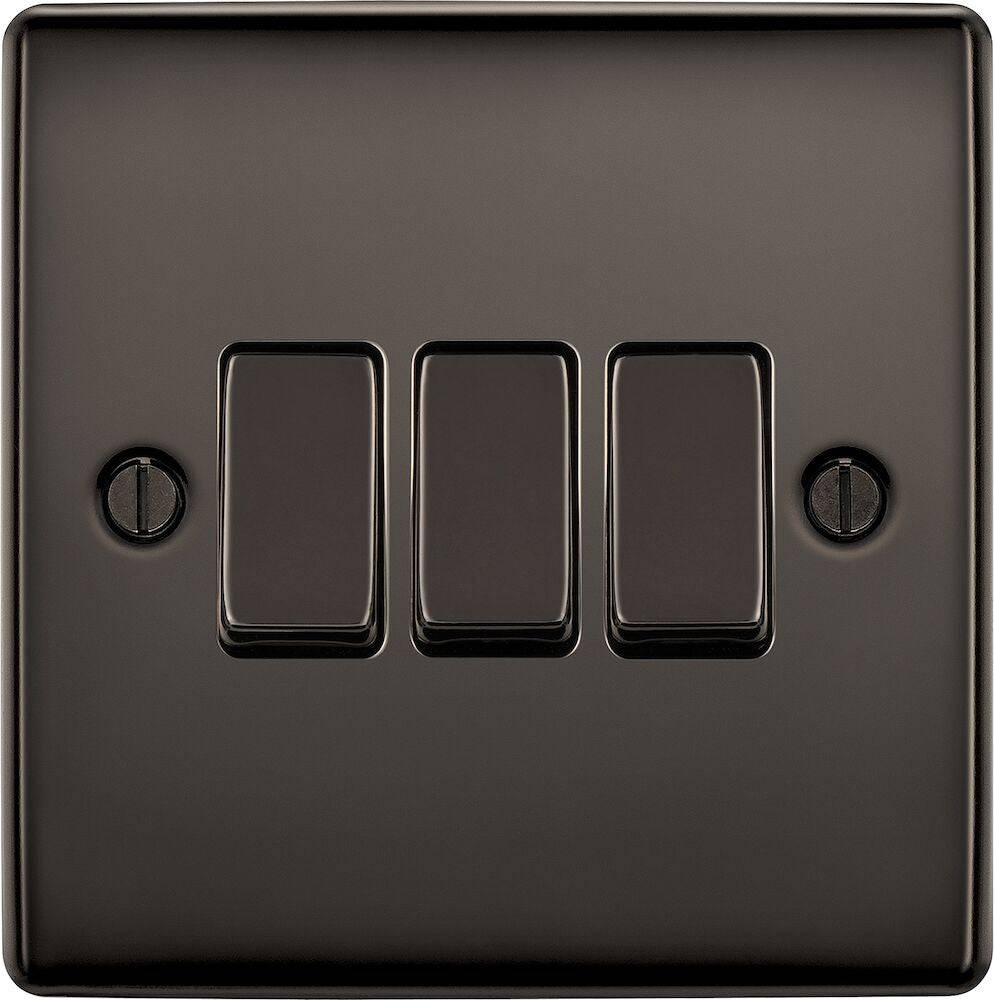 BG Nexus Metal Black Nickel 3G 2W Light Switch NBN43